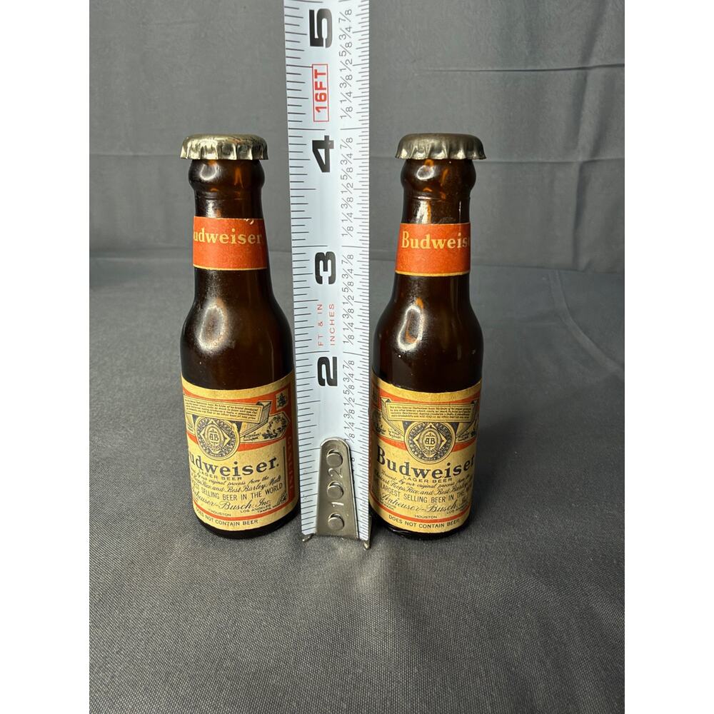 Vintage Budweiser Salt & Pepper Shaker Miniature Glass Bottles - Picture 6 of 7